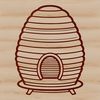 Colorful Beehive Vector Graphic Illustration of a beehive with bees flying in and out, designed as a vector graphic.