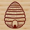 A stylized illustration of a beehive, designed as a vector graphic.