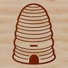 Vector Beehive Design Artwork A detailed illustration of a beehive with honeycombs and bees flying around it, created as a vector graphic.