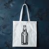 Beer Bottle Icon in Vector Format A vector graphic representation of a bottle of beer with a label and a pouring glass.
