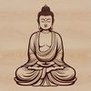 Serenity in Motion: Stylized Buddha Illustration A stylized illustration of a sitting Buddha figure in a meditative pose.