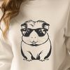 Trendy Guinea Pig Design A cartoon guinea pig wearing trendy sunglasses on its head.