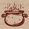 A stylized illustration of a witch's cauldron, surrounded by mystical symbols and foliage, conveying the theme of witchcraft.