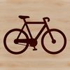 A minimalist illustration of a bicycle in vector format.