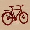 A detailed outline illustration of a bicycle in vector format.