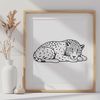 Sleek Jaguar Silhouette A large cat lying down in a relaxed position, illustrated as a vector graphic.
