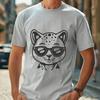 Whimsical Feline Portrait Vector A wild ocelot with a distinctive appearance, set against a plain background.