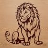 A large, majestic lion sitting on its haunches, characteristic of big cat behavior in the wild.