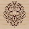 Wild Lion Silhouette A majestic lion's head with an ornate mane and regal features.