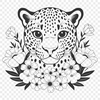 Wildlife illustration of a majestic big cat A close-up illustration of a jaguar's face, with detailed features and realistic textures.
