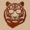 Cool Tiger Head Silhouette A cartoon tiger's head wearing sunglasses, illustrated in vector style.