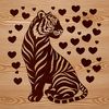 A stylized illustration of a tiger sitting, designed as vector art for various uses.