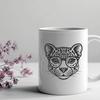 Wild Ocelot Portrait with Stylish Accents Close-up portrait of a wild ocelot's head with glasses, illustrated in vector format.