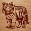 Exotic Wildlife Illustration A vector graphic illustration of a tiger standing in a natural habitat.