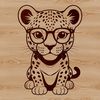 A detailed illustration of a jaguar with glasses, rendered in vector format as a scalable SVG image.