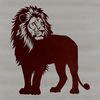 Regal Beast Silhouette A majestic lion standing on its hind legs, depicted in vector format as a digital illustration.