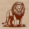 A large male lion standing upright on its hind legs.