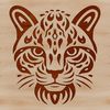 An illustration of an ocelot's face featuring its unique fur patterns.