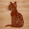 A close-up illustration of an ocelot sitting in profile, depicted as a vector graphic.