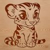 A vector illustration of a sitting ocelot with sleek fur and sharp claws.
