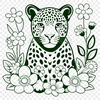 Large Feline Silhouette Vector Art A large feline predator with distinctive black spots and stripes, suitable for vector art designs.