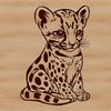 Exotic Feline Wildlife Portrait A sitting wild animal with distinctive markings, resembling a big cat.
