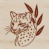 Ocelot Portrait - Vector Graphic A detailed vector graphic representation of a big cat's face, highlighting the ocelot's unique coat patterns and expression.