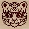 Wildlife Whimsy: Tiger Head Illustration A close-up vector illustration of a tiger's head with sunglasses, suitable for digital crafting and design projects.