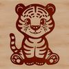 Wild Tiger Vector Clip Art A large wild animal sitting on the ground, identified as a tiger, suitable for vector art and cutting machine designs.