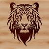 Detailed Tiger Head Illustration A detailed illustration of a tiger's head with sharp features and stripes, suitable for digital design projects.