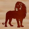 Regal Savannah Roamer A large standing lion with a majestic mane in a natural habitat setting.