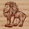 A large, majestic African lion standing on its hind legs, depicted in bold lines.