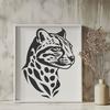 Spotted Feline Face Illustration An illustration of a big cat's face featuring the spotted coat pattern of an ocelot.