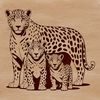 A large feline animal from the Pantherinae subfamily, depicted in a stylized vector format.