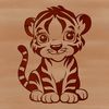 A large, wild cat sitting comfortably on its haunches, depicted in vector art style.