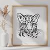 A wild animal, specifically a big cat with distinctive markings on its head.
