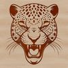 Close-up illustration of a jaguar's head, a large cat species with distinctive spots.