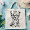 A stylized illustration of a jaguar wearing glasses, suitable for vector art and cutting machine designs.