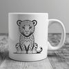 Heart-Adorned Big Cat Illustration An illustration of a majestic jaguar with heart symbols surrounding it, suitable for various digital designs.