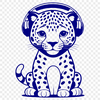 Jaguar Design Vector A sleek black jaguar with distinctive spots in an abstract design.
