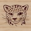 Ocelot Face Illustration Vector A close-up view of a wild ocelot's head, featuring its distinctive facial features.