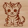 A cartoon tiger sitting on its haunches, depicted in vector format.