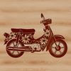 A detailed illustration of a classic motorbike with a sleek design.