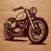 Illustrated motorcycle with sleek design elements, suitable for vector art projects and cutting machine stencils.