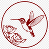 Free Bird Clip Art SVG Design An illustration of a hummingbird bird surrounded by flowers, created as a high-quality SVG graphic.