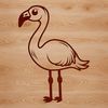 A standing flamingo bird with long legs and neck, depicted in simple vector lines.
