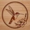 Vibrant Floral Bird Perch A vector graphic design featuring a detailed hummingbird bird perched on a flower.
