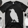 A detailed illustration of a crow bird perched on a branch.