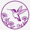 A small, colorful hummingbird perched on a floral branch, with intricate details.