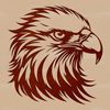 Wildlife Illustration - Feathered Bird Profile Eagle bird's head in profile with feathers and sharp beak, a wildlife animal illustration.